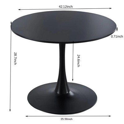Vynxaria 42.1" Black Tulip End Table - Mid-century Round Dining & Leisure Coffee Table