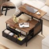 WOWLIVE Lift Top Coffee Table, Square Coffee Table Metal Wood, Farmhouse Lift Up Coffee Tables Cocktail Table with Storage - 4 of 4