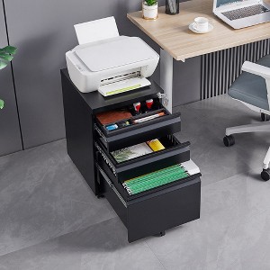 3 Drawer Mobile File Cabinet with Lock, Under Desk Metal Filing Cabinet for Legal/Letter Size, Rolling Filing Storage Cabinet For Office Home - 1 of 4