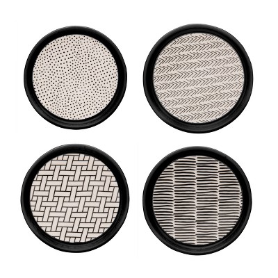 Totalee Gift Porcelain Poppin Patterns Coasters Set of 4 Porcelain Black