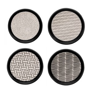 Totalee Gift Porcelain Poppin Patterns Coasters Set of 4 Porcelain Black - 1 of 1