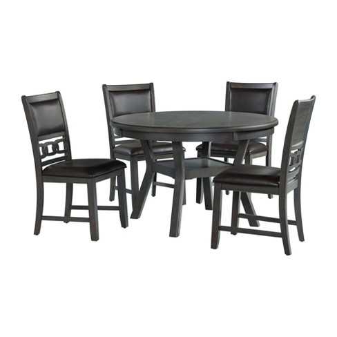 5pc Taylor Standard Height Dining Set and 4 Faux Leather Side Chairs Gray - Picket House Furnishings - image 1 of 4