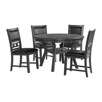5pc Taylor Standard Height Dining Set and 4 Faux Leather Side Chairs Gray - Picket House Furnishings