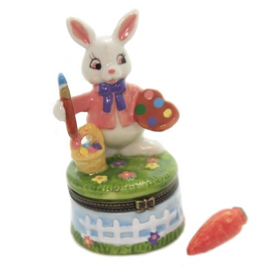 Hinged Trinket Box 3.5" Bunny Painting Hinged Box Keepsake Treasure Easter Artist  -  Decorative Figurines