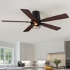Ludomide 52 inch Black Low Profile Ceiling Fan with Light, Modern Flush Mount Small Caged Ceiling Fan with Remote and Wall Switch - 2 of 4