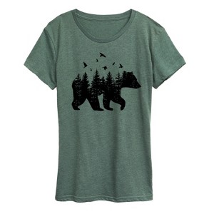 Women's - Instant Message - Forest Bear Silhouette Short Sleeve Graphic T-Shirt - 1 of 4