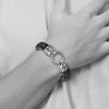 Black Bow Jewelry Stainless Steel Black/Blue Leather Antiqued Anchor Bracelet, 8.25 Inch - 3 of 4