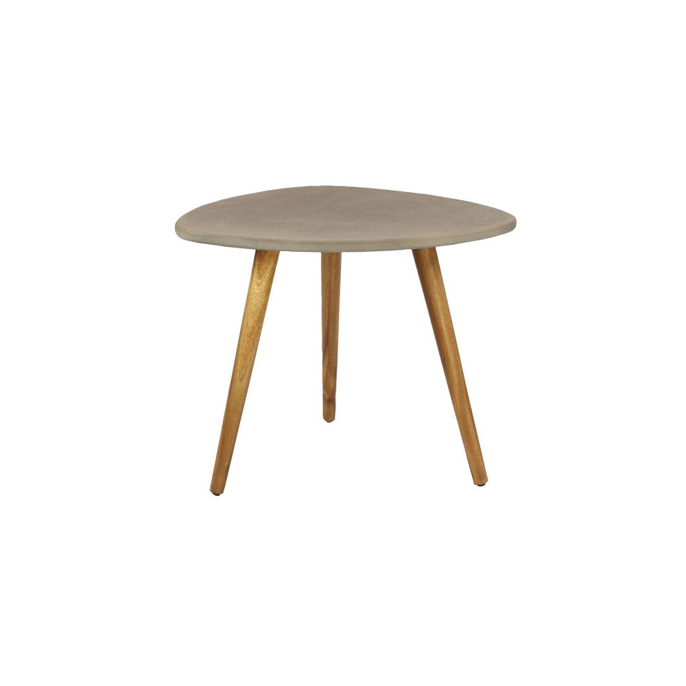 Small Mid Century Wood Outdoor Accent Table Gray Olivia & May