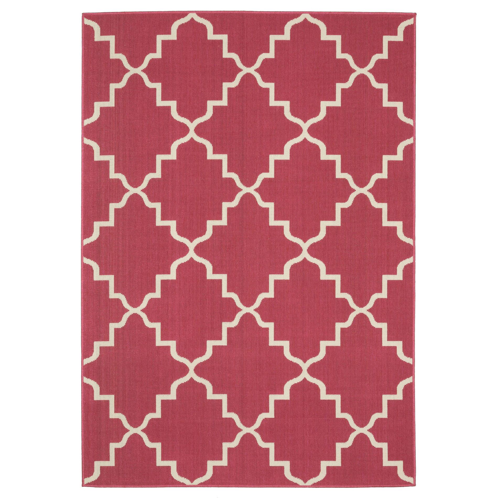 Captiv8e Designs 5'3"x7'3" Hilo Scalloped Lattice Pink/Ivory Indoor/Outdoor Area Rug