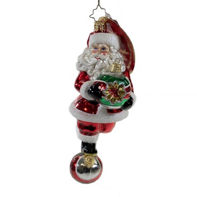 Christopher Radko 6.25" Rolling Into The Holidays Ornament Santa Shiny Brite  -  Tree Ornaments