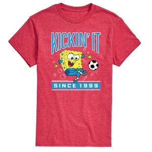 Men's Spongebob Squarepants Kickin It Since 1999 Short Sleeve Graphic T-Shirt - Heather Red - 3 X-Large - 1 of 4