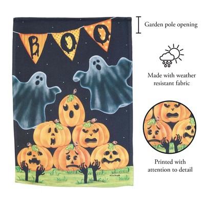 Halloween Boo Ghosts and Jack-O-Lanterns Polyester Garden Flag