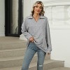 Women's Solid Color Collared Loose Long - Sleeve Sweatshirt for Fall and Winter - 3 of 4