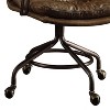 TiramisuBest Vintage Leather Swivel Office Chair with Casters & Wooden Armrests - 3 of 4