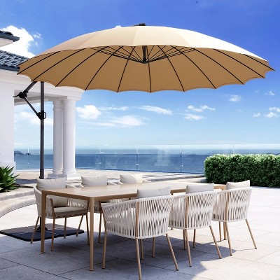 MOEPISY 10ft Offset Patio Umbrella with 360° Rotation - Heavy Duty Cantilever, Sand Dune