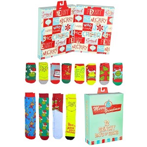 The Grinch Merry Grinchmas 12 Grinchy Days Of Socks Mix and Match Gift Box Set Multicoloured - 1 of 4