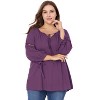 Agnes Orinda Women's Plus Size Tie Tassel V Neck Hollow Bowknot Long Sleeve Casual Blouses - 2 of 4
