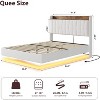 Bed Frame, Floating Platform Bed with Headboard, Charging Ports, Modern Upholstered Bedframe with Sturdy Wood Slats, No Box Spring Needed - 2 of 4