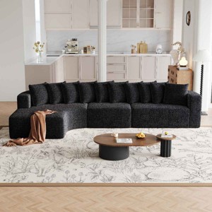 131.1 Inch Sectional Sofa Set with Left Chaise, Modular Design Curved L-Shaped Sofa with 10 Pillows, Chenille Fabric Sofa-Coolbibila - 1 of 4