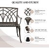 VINGLI 38" Outdoor Metal Bench, Bronze Cast Aluminium Garden Bench, Orchid Porch Bench Deck Furniture for Patio Yard Entryway - 4 of 4