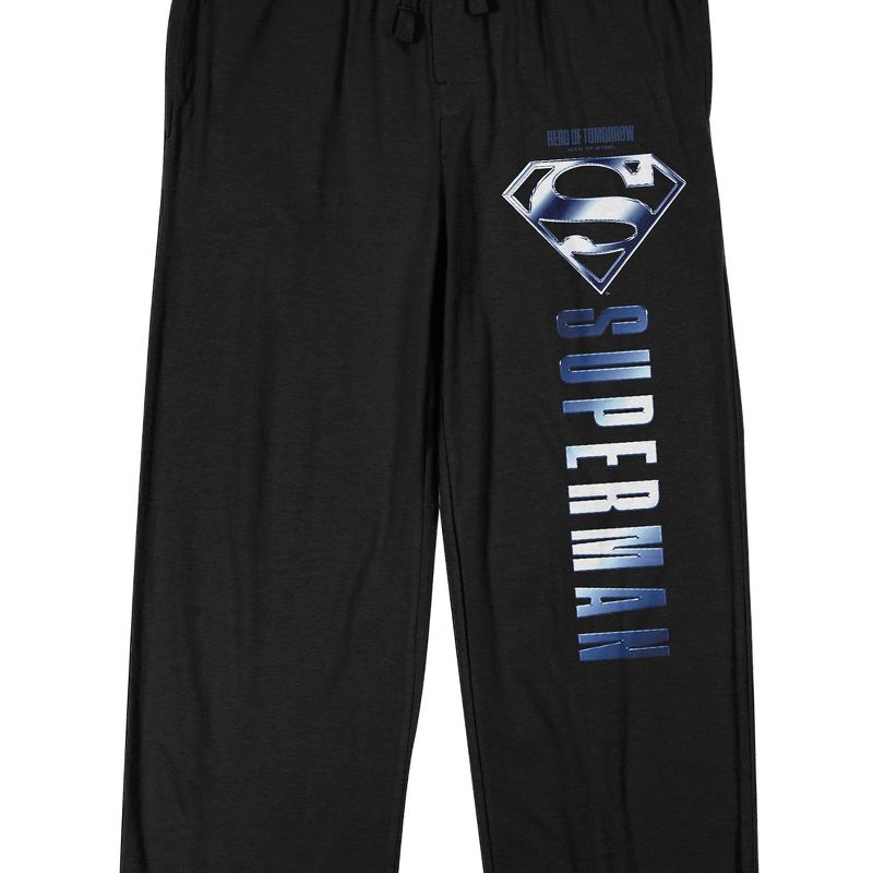 Superman Classic Logo Men's Black Graphic Sleep Pants, 2 of 4