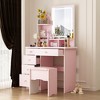 Famapy 31.5''W Dressing Desk Makeup Vanity Set with Stool and Mirror Led Light Bedroom Accent - 3 of 4