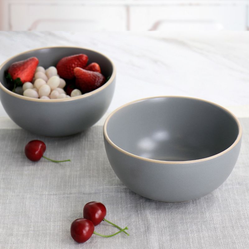 Gibson Home Rockaway 2 Piece Cereal Bowl Set in Gray, 3 of 9