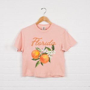 Simply Sage Market Women's Florida Flower Colorful Short Sleeve Relaxed Fit Cropped Tee - 1 of 3