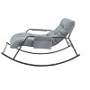 Rocking Chair with Extra-Wide Technical leather Upholstered Gliding Chair Boucle Reclining Chair, Modern Accent Chair -Grey - 3 of 4