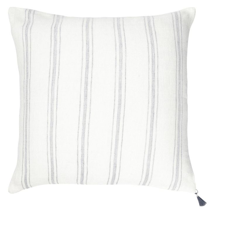White with Grey Stripes Linen Pillow 20x20, 1 of 6