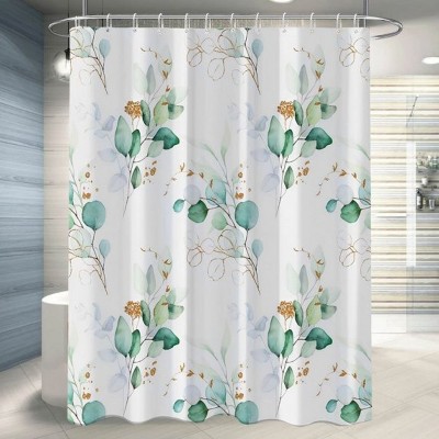 LunaLulinlk White Fabric Shower Curtain