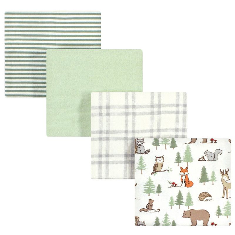 Hudson Baby Infant Boy Cotton Flannel Receiving Blankets, Forest Animals, One Size, 1 of 5