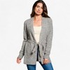 Amaryllis Women's Boucle Knit Belted Cardigan Long Sleeve Open Front Cozy Wrap Sweater with Tie Waist for Casual and Layered Looks - 3 of 4
