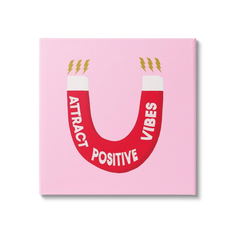 Wall Art by Ashley Singleton Attract Positive Vibes Pink/Red Magnet Kids&#39; Unframed Canvas - Stupell Industries, 1 of 6