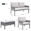 DSVIMOY 4-Piece Patio Furniture Set with Thick Cushion, Outdoor Furniture with Glass Table, Gray, 49.8"*27.75"*30.55" - 2 of 4