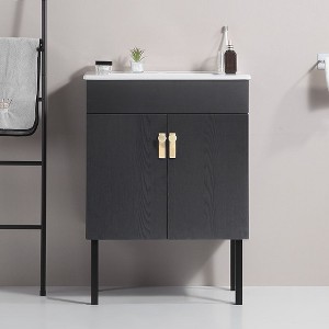 Osparple Modern Bathroom Vanity with Undermount Ceramic Sink Bathroom Cabinet with 2 Doors and Metal Legs - 1 of 4