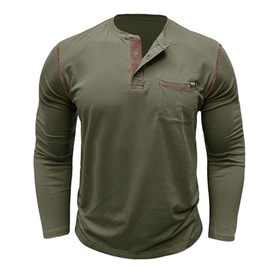 Men's Henley Shirt Long Sleeve Casual Button Down Placket Top Comfortable Cotton Blend T Shirt