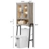 Over The Toilet Storage Cabinet with Tempered Glass Doors, Tall Freestanding Shelf/Rack - 2 of 4