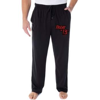 Friday The 13th Men's Movie Film Logo Loungewear Sleep Bottoms Pajama Pants Black