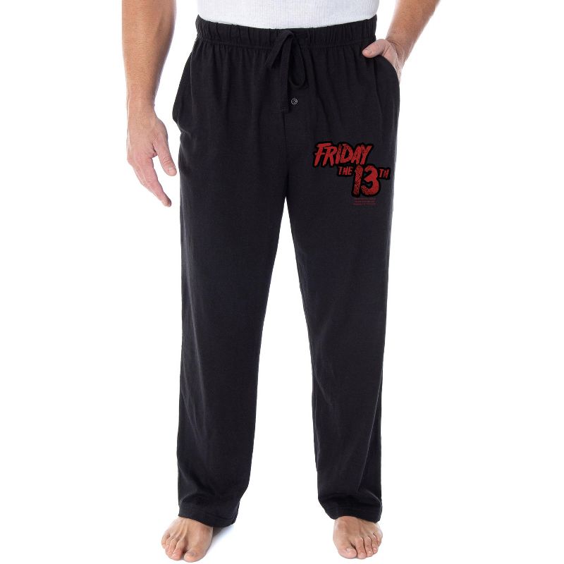 Friday The 13th Men's Movie Film Logo Loungewear Sleep Bottoms Pajama Pants Black, 1 of 4