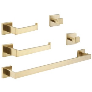 BWE 5-Piece Bath Hardware Set with Towel Bar, 2 Towel Hook,Toilet Paper Holder and Towel Ring - 1 of 4