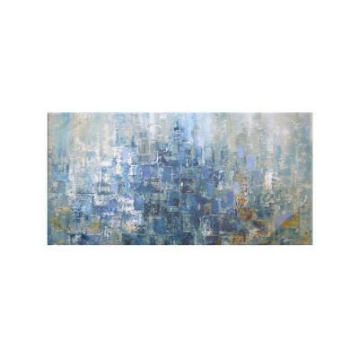 48" x 24" Abstract Tile Unframed Wall Canvas Blue - Prinz