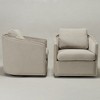 KINWELL 31"W Oak Frame Upholstered Swivel Barrel Armchair, Set of 2 - 4 of 4