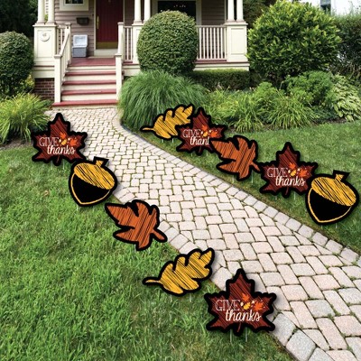 Big Dot of Happiness Give Thanks - Leaf Lawn Decorations - Outdoor Thanksgiving Party Yard Decorations - 10 Piece