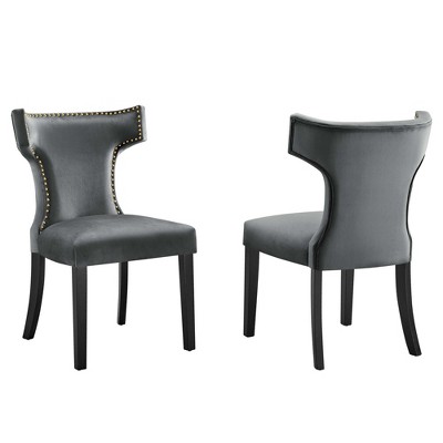 Modway Curve Performance Velvet Dining Chairs - Set of 2
