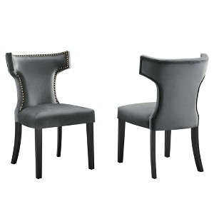 Modway Curve Performance Velvet Dining Chairs - Set of 2 - 1 of 4
