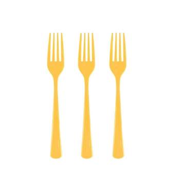 Exquisite Solid Color Plastic Disposable Forks-50 Pack