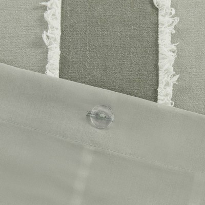 Sage Green Cotton Striped King Duvet Cover Set