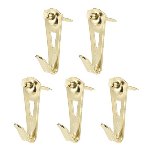 Unique Bargains Photo Frame Hanging Hooks Kit with Nails for Wall Mounting Brassy 1.26" x 0.51" 5 Pcs - image 1 of 3