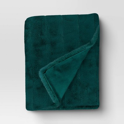 Channel Faux Fur Throw Teal - Threshold™